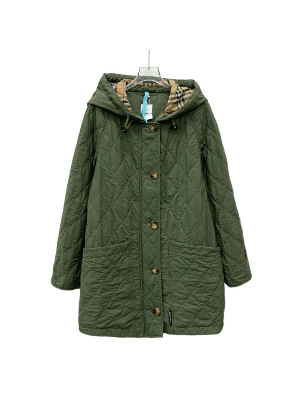 Burberry Green Diamond-Quilted Hooded Jacket